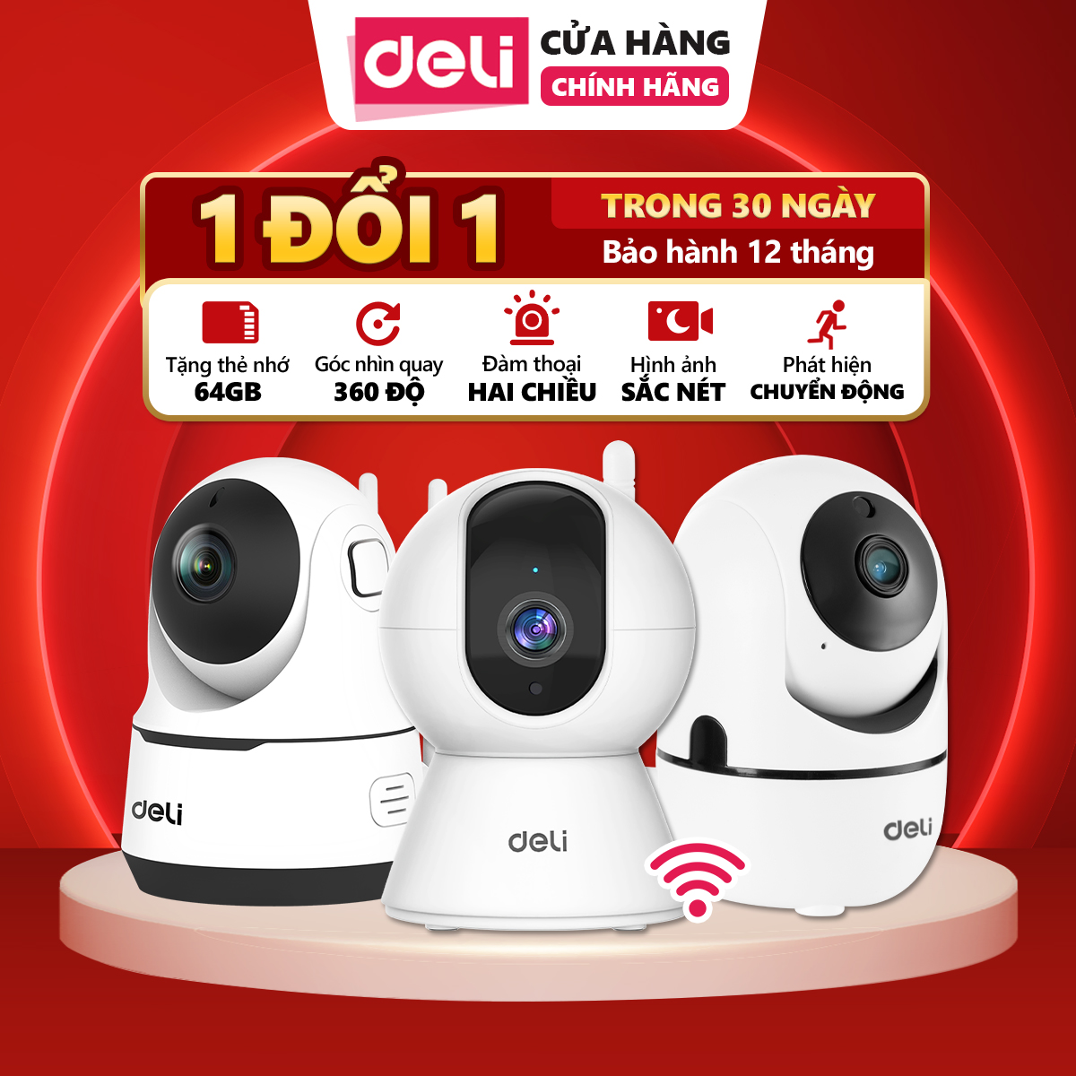 [Cao Cấp] Camera Wifi Trong Nhà IP DELI  Full HD 2MP, Xoay 360 Độ, Giám Sát Gia Đình và Văn Phòng, Hình Ảnh Sắc Nét, Kết Nối Ổn Định, Đàm Thoại Hai Chiều, Phát Hiện Chuyển Động, Hỗ Trợ Lưu Trữ Đám Mây