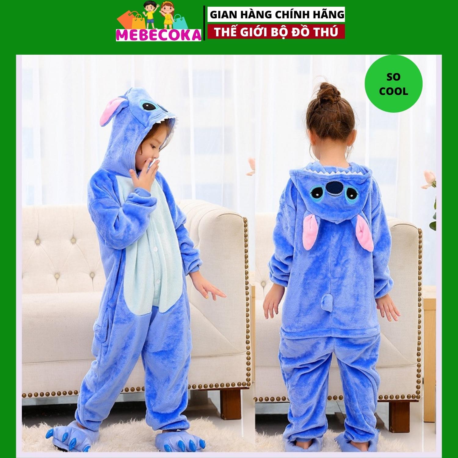 Bộ đồ hình thú stitch xanh cho bé ,bộ đồ liền thân nhiều màu hàng cao cấp