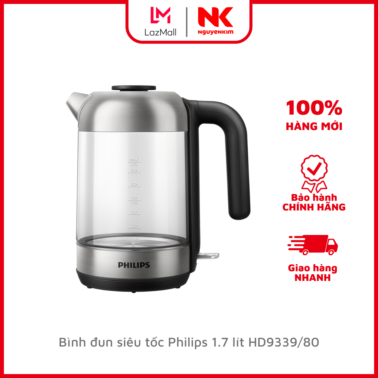 Bình đun siêu tốc philips 1.7 lít hd9339/80