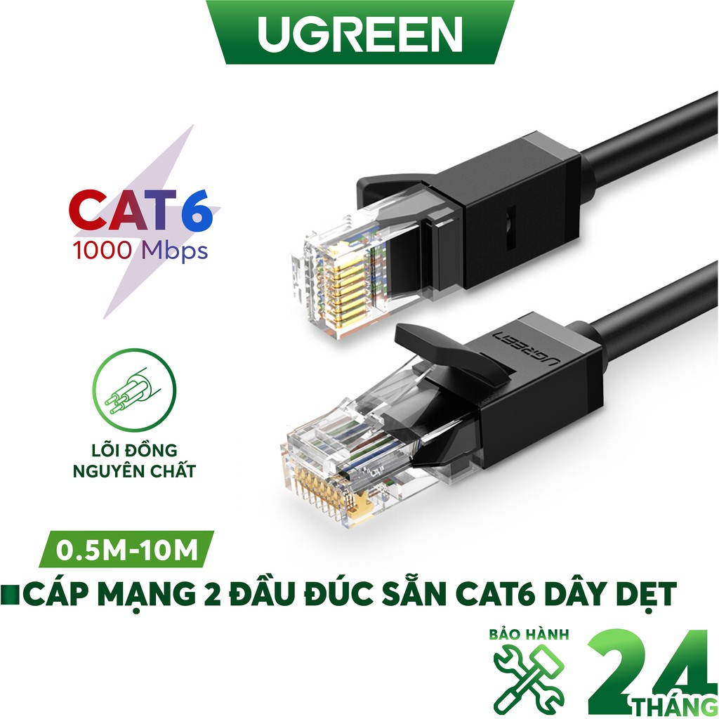 Cáp mạng đúc sẵn cat6 dài 2m ugreen 50174 cao cấp