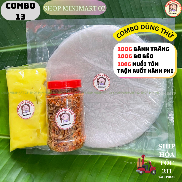 Combo Bánh Tráng Phơi Sương - Muối Tôm Hành Phi - Túi bơ béo Siêu Ngon - Ăn Là Mê - CB.A-01 - SHOP MINIMART 02