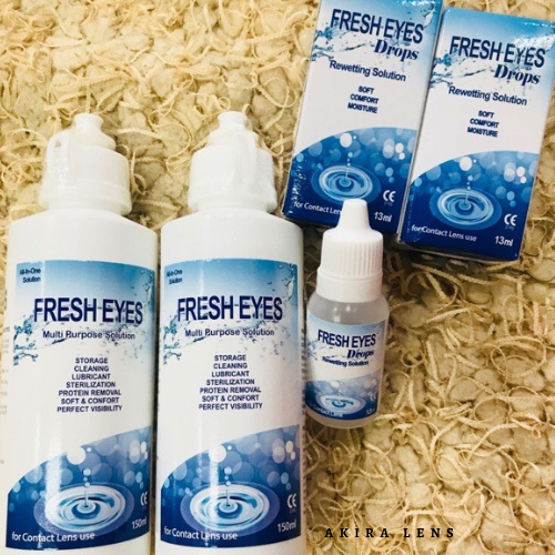 Combo nước ngâm lens và nước nhỏ mắt fresh eyes chuyên dụng