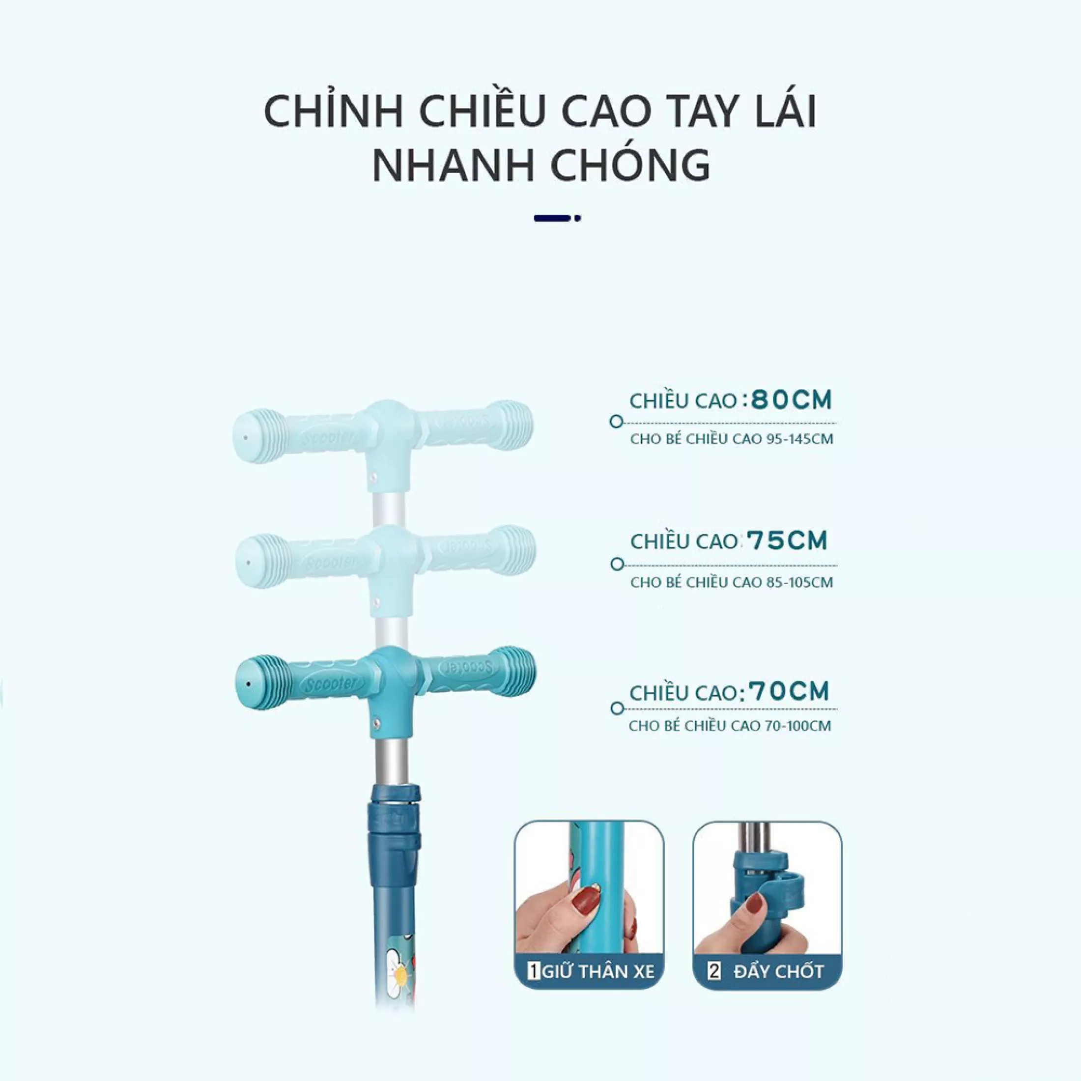 XE TRƯỢT SCOOTER CHO BÉ - XE CHÒI CHÂN CHO BÉ - CÓ NHẠC VÀ