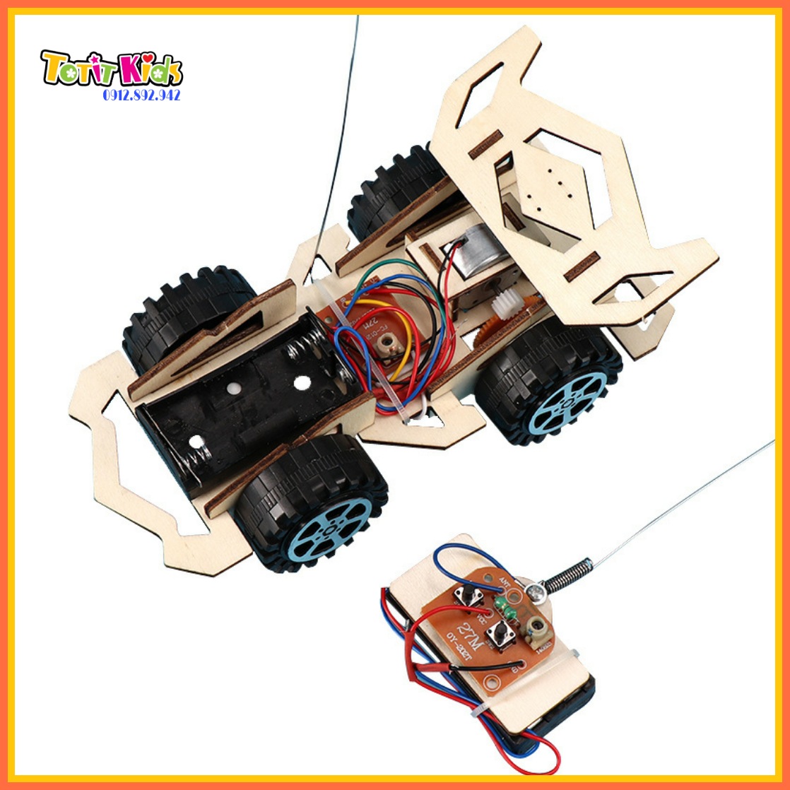 Xe đua tự lắp ráp, có điều khiển từ xa, đồ chơi khoa học, đồ chơi giáo dục STEM