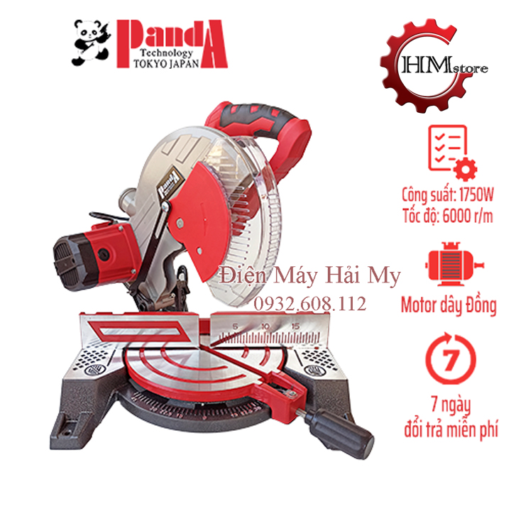 Máy cắt nhôm panda 255mm, công suất 1750w - máy cắt nhôm 255, máy cắt nhôm dùng dây curoa, vòng tua 6000v/phút, ruột đồng 100% - bảo hành 6 tháng - hải my store