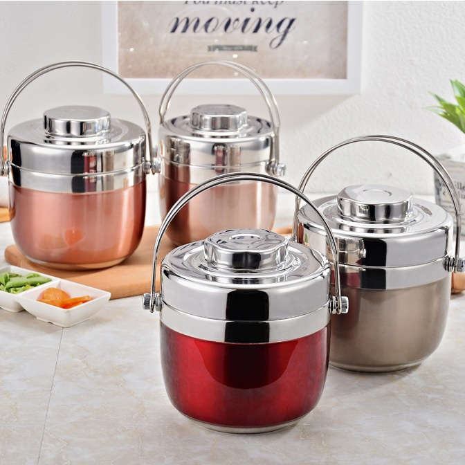 Cặp lồng/Cà mèn táo inox giữ nhiệt 1,5 lít đem cơm giữ nóng lâu giữ nguyên hương vị món ăn
