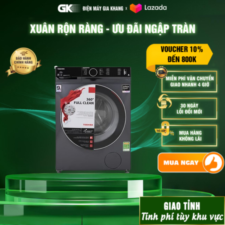 Máy giặt toshiba inverter 9.5 kg tw-bk105g4v - giao toàn quốc - freeship hcm