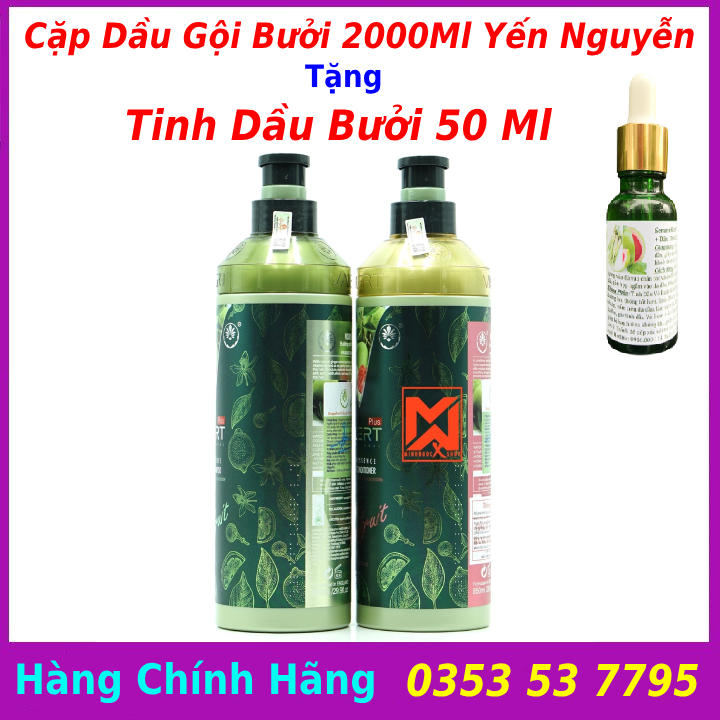 Cặp dầu gội bưởi Valer 850 ml hàng chính hãng tặng kèm tinh dầu bưởi 50 ml, thế hệ dầu gội 5.0 bảo vệ da đầu vượt trội