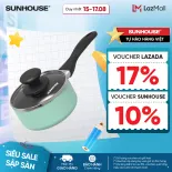 Quánh chống dính Sunhouse ECO Baby SHG14BB2 - Không dùng cho bếp từ - 2 lớp chống dính an toàn - Tay cầm chống bỏng