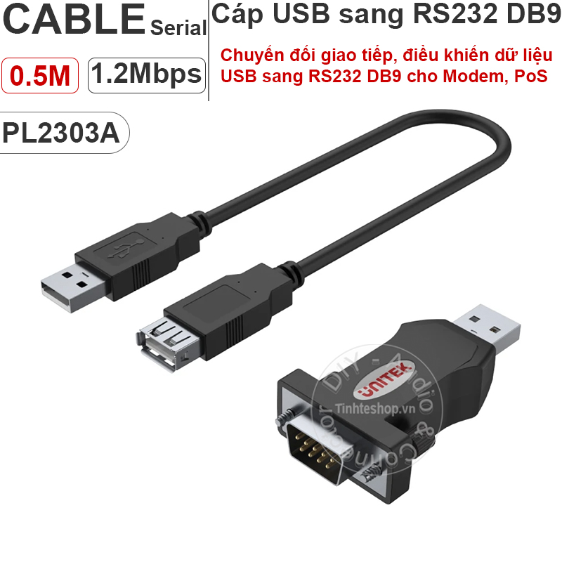 Usb sang rs232 db9 0.5 mét unitek y-109 ic pl2303a