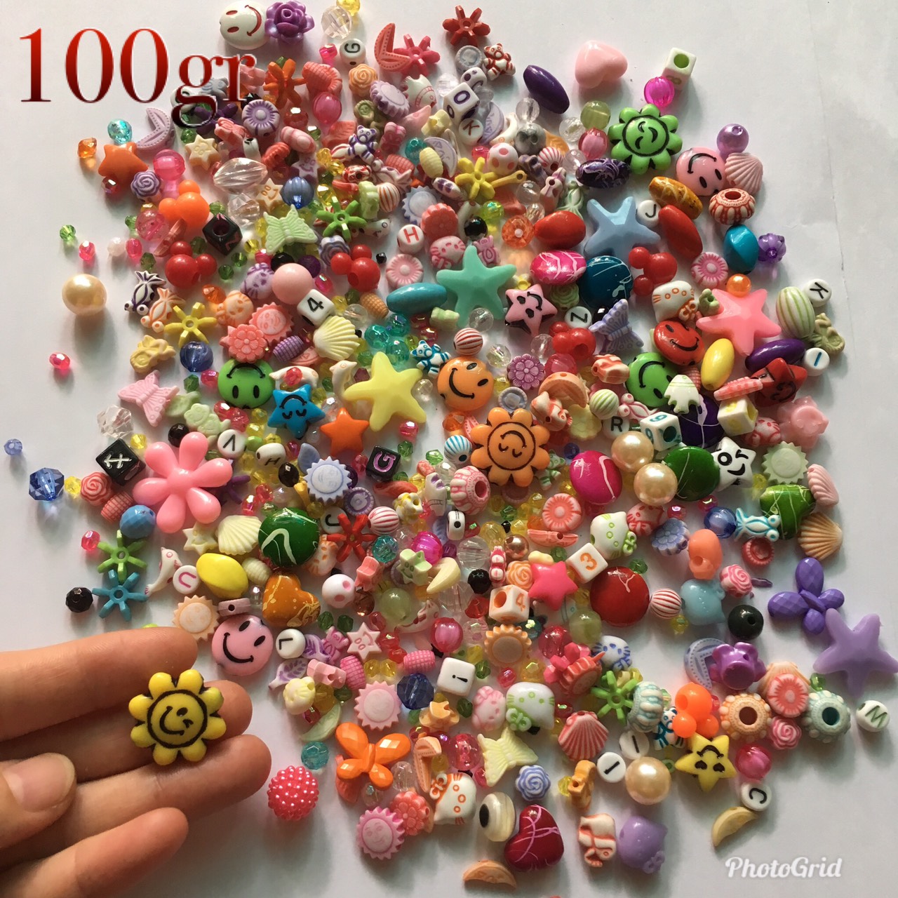 100gr hỗn hợp 300-400 hạt nhựa kiểu trang trí