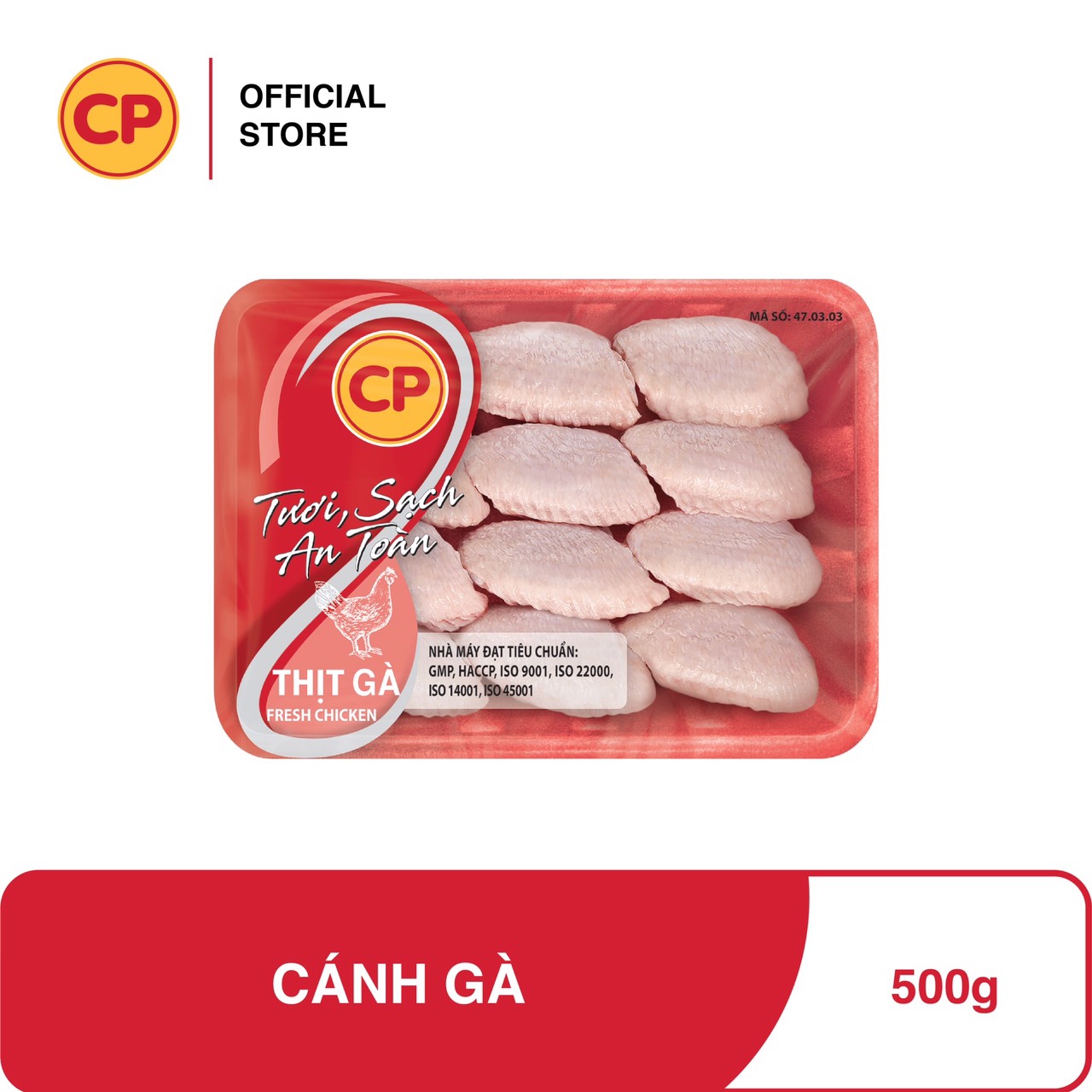CP Cánh giữa gà tươi mới mỗi ngày - 500g - Được sản xuất theo tiêu chuẩn 3F. Đảm bảo truy xuất nguồn gốc rõ ràng