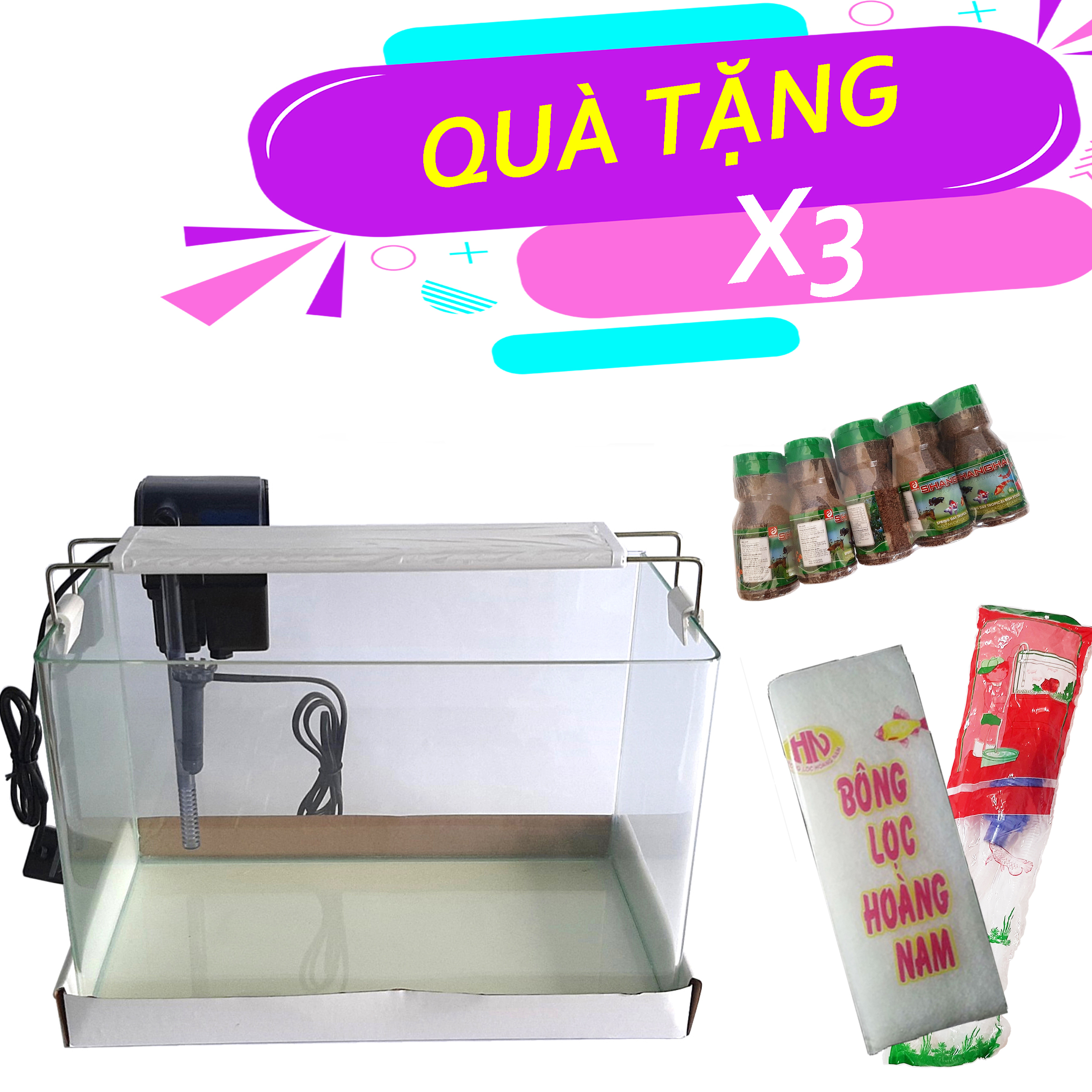 Bể cá đúc 35x20x23 cm, hồ cá mini thủy sinh để bàn
