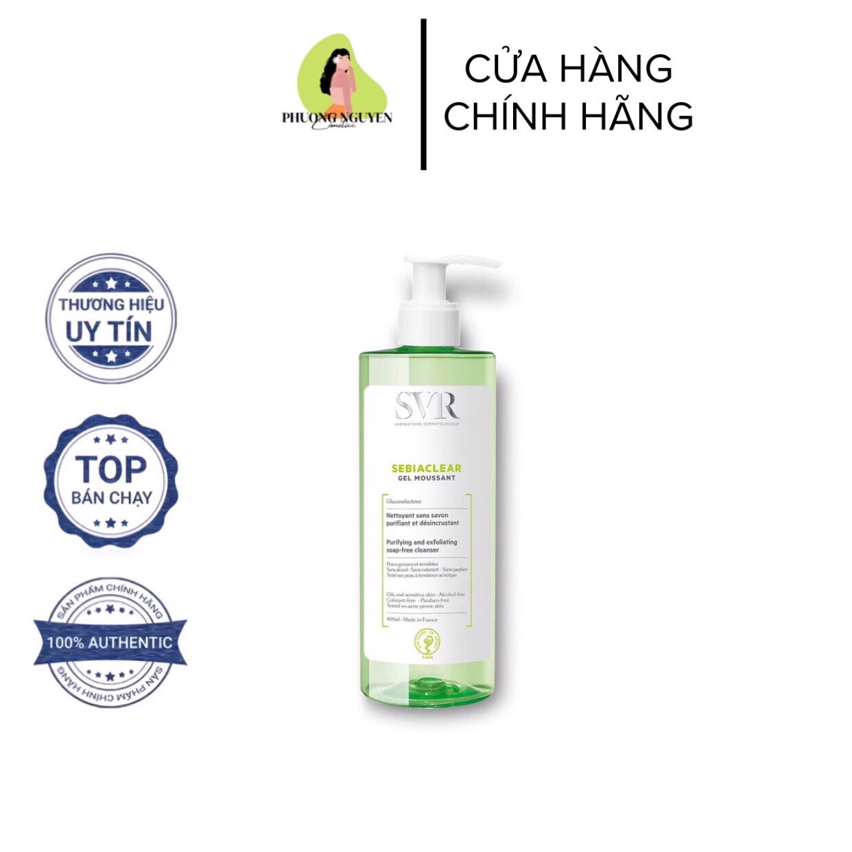 Sữa rửa mặt SVR Sebiaclear Gel Moussant cho da dầu mụn (200 - 400ML)