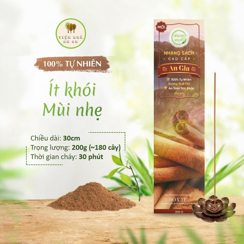 Nhang xanh an gia 30cm 200g - hương quế chi mộc mạc và nồng ấm