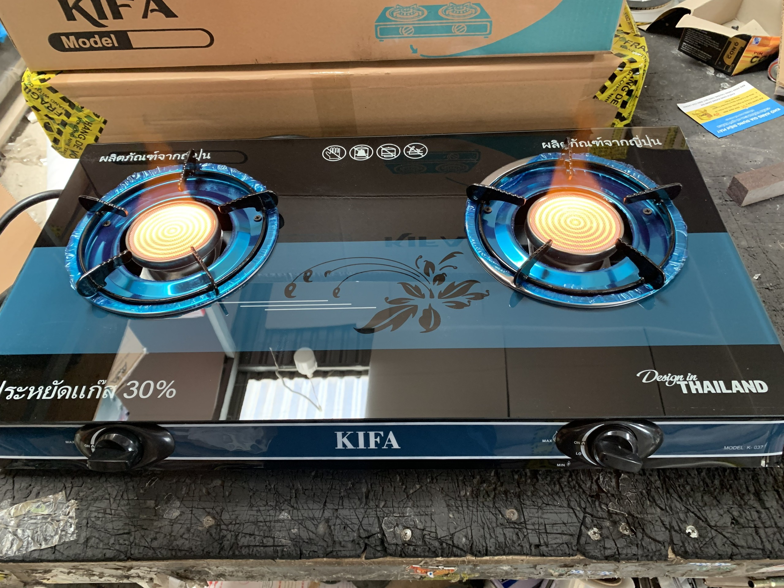 Bếp gas đôi Hồng Ngoại tiết kiệm gas KIFA +Tặng dây gas -Tiết kiệm gas đến 30% Hệ thống đánh lửa Magneto không lo thay pin bất tiện