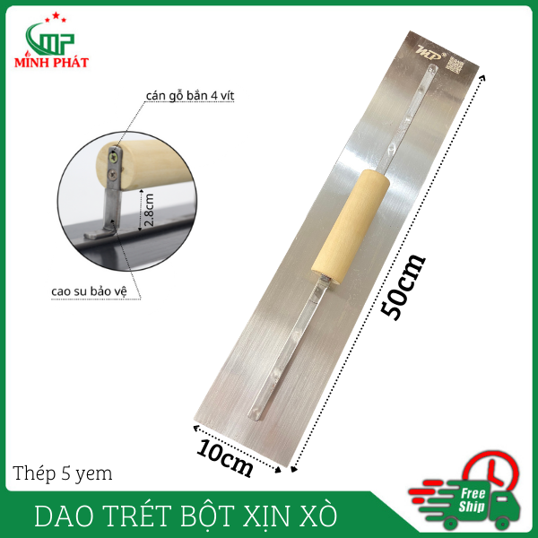 [FREE SHIP + QUÀ 9K] Dao Thép 50cm Cán Gỗ Bọc Đồng Trét Bột Sơn Nước Cao Cấp, Dao Thép Trét Bột Matit Bột Bả Minh Phát Hàng Siêu Đẹp.