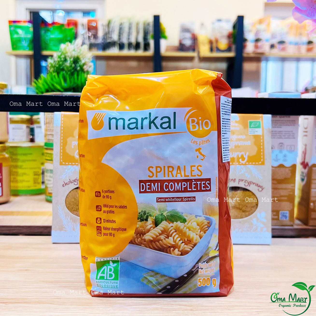 Nui xoắn bán lứt hữu cơ markal 500g