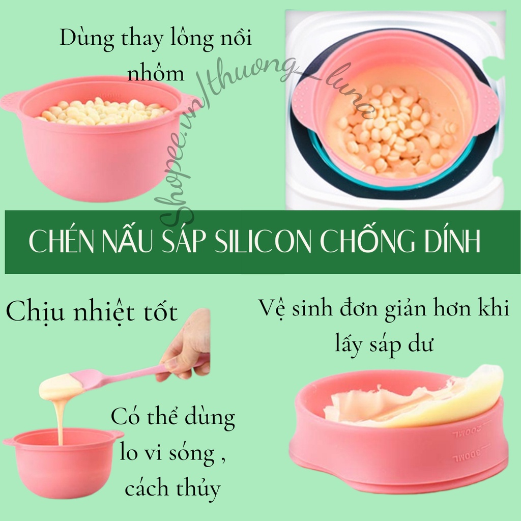 Chén nấu sáp silicon chịu nhiệt chống dính, que lấy sáp silicon