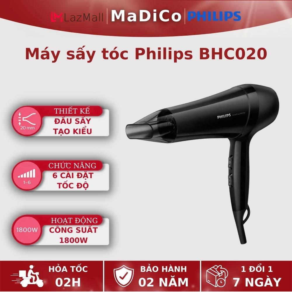 Máy sấy tóc philips bhc020 2 chiều nóng lạnh 1800w kèm đầu tản nhiệt - bh 24 tháng - madico 360