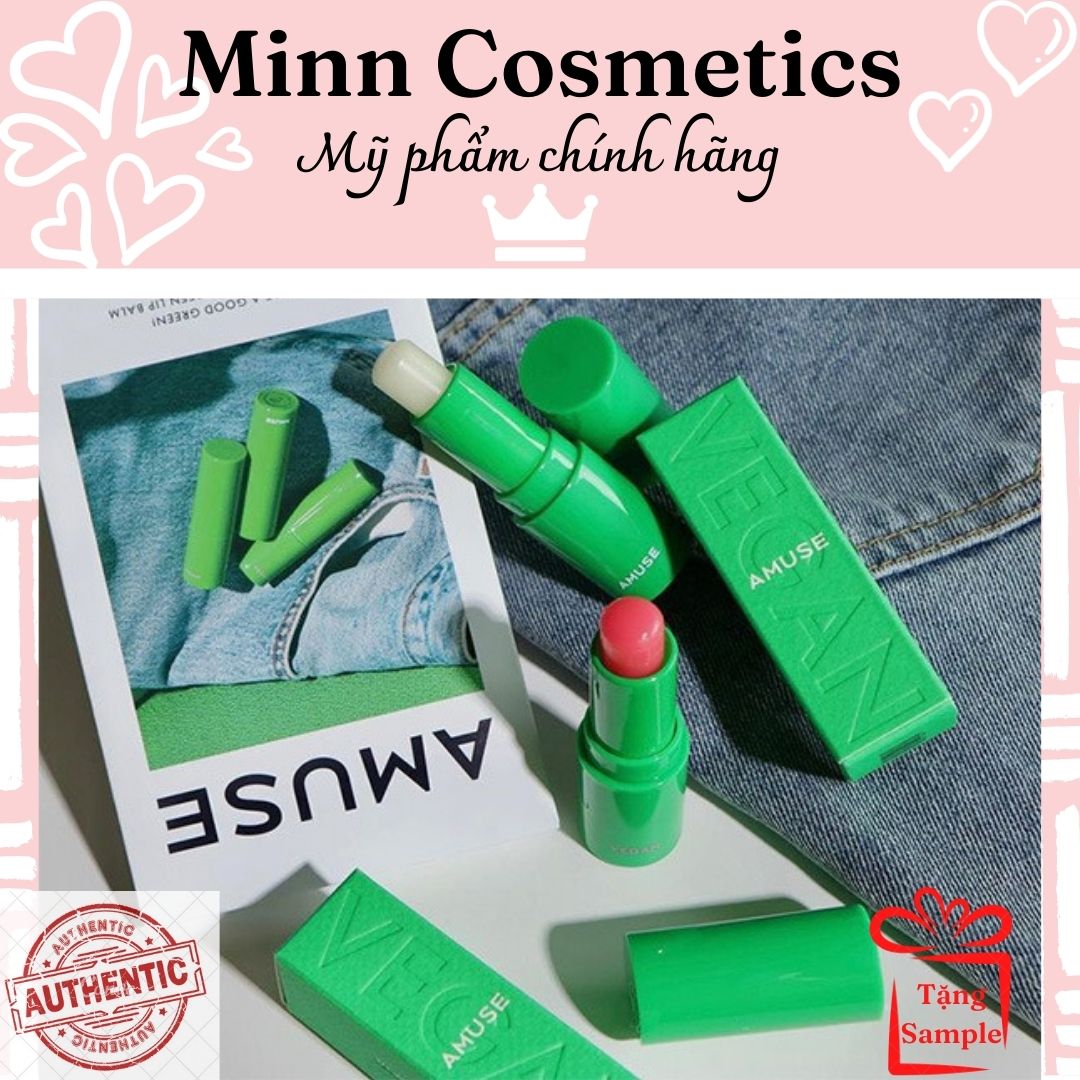 Dưỡng môi thuần chay amuse vegan green lip balm