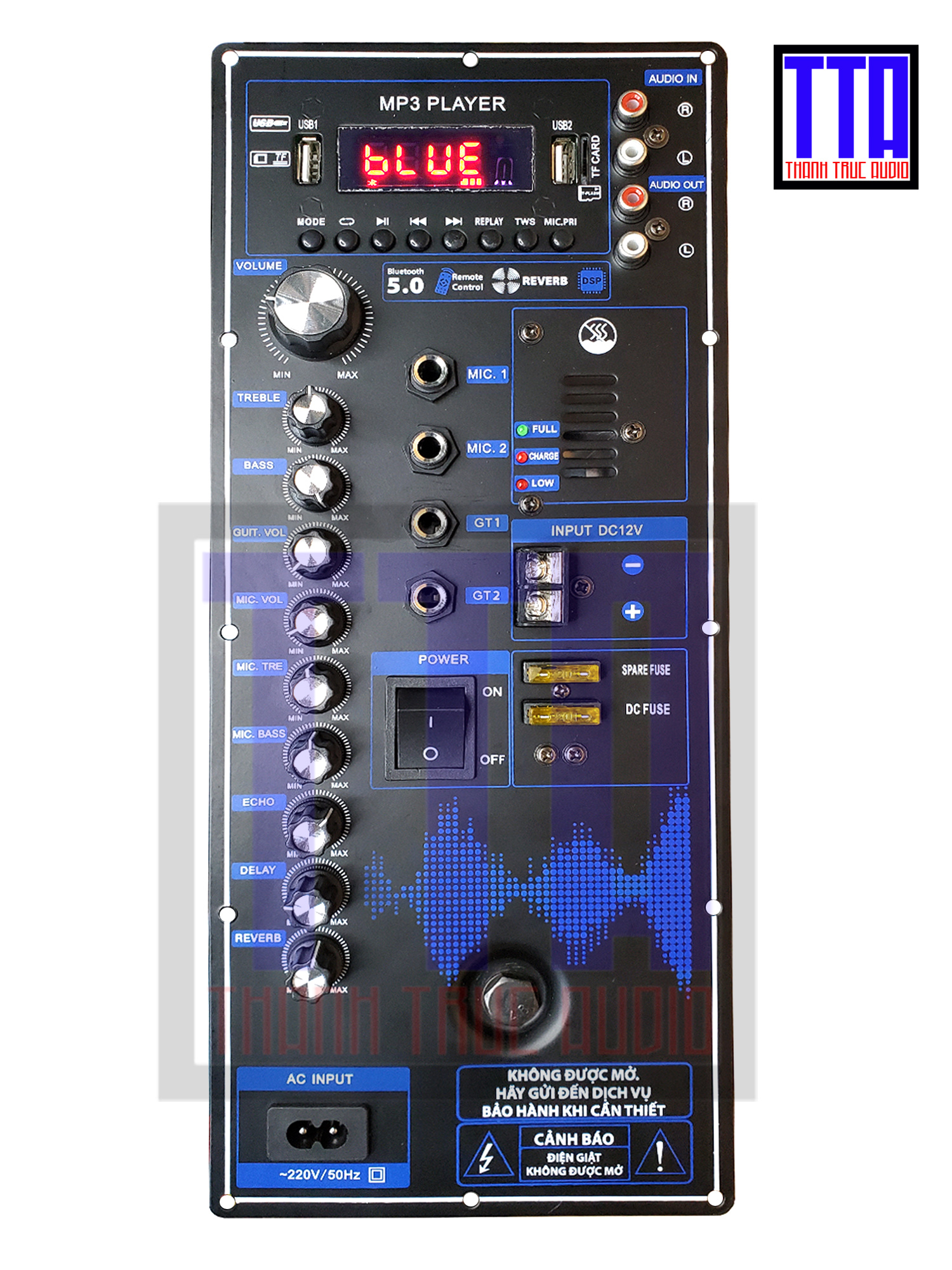 Bo mạch loa kéo - reverb dsp - t15dsp - 4 tấc đơn - 3 tấc đơn
