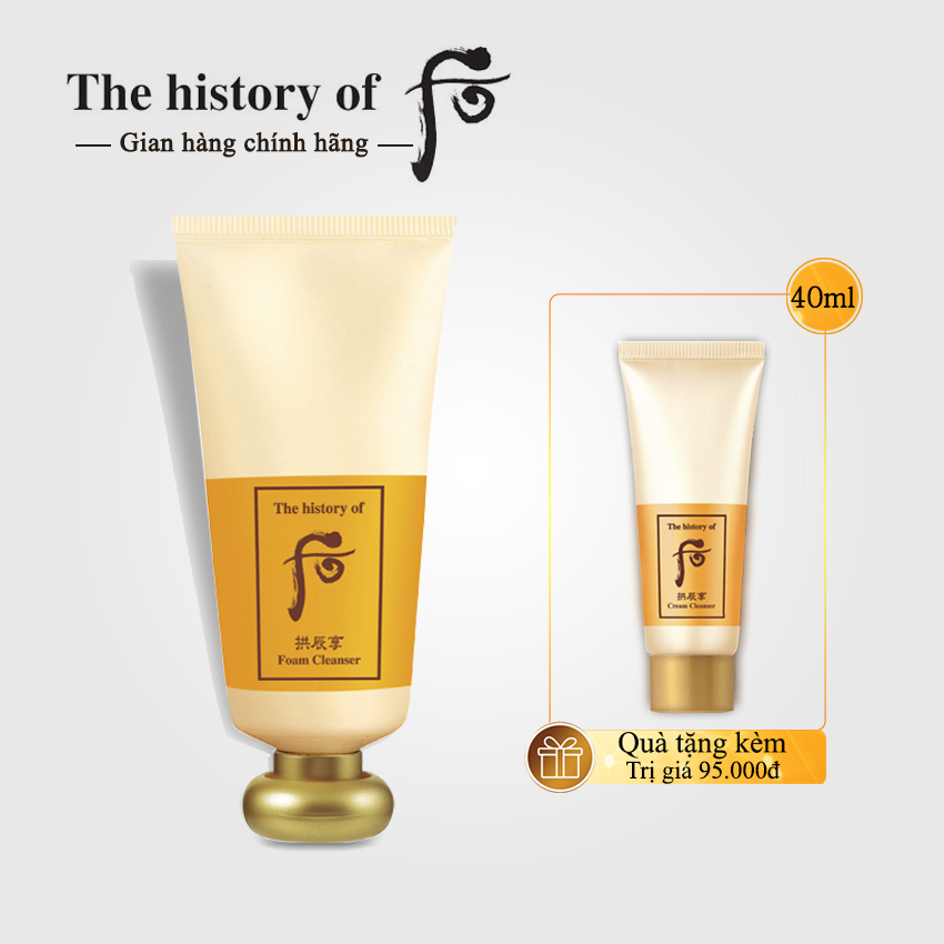 Sữa Rửa Mặt Dưỡng Ẩm Whoo Facial Foam Cleanser 180ml - Sữa Rửa mặt Whoo Vàng; Sữa rửa mặt whoo tái sinh