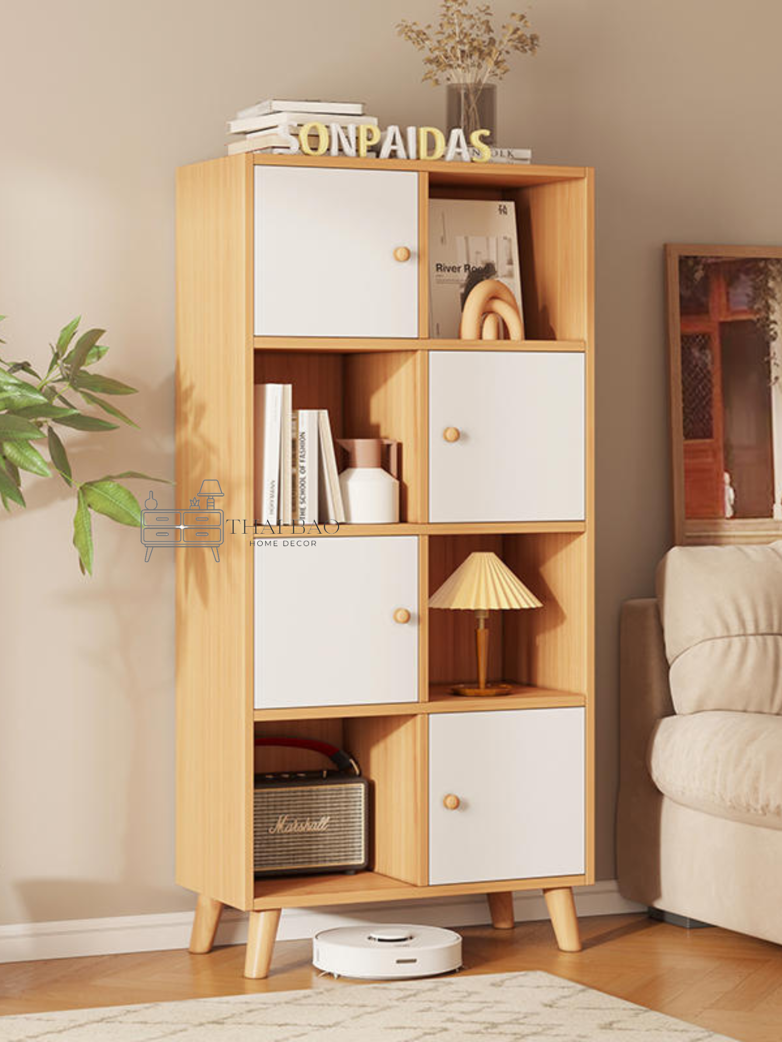 Tủ đựng đồ tủ gỗ đa năng chất liệu mdf phong cách decor nội thất hiện đại - h5 gỗ