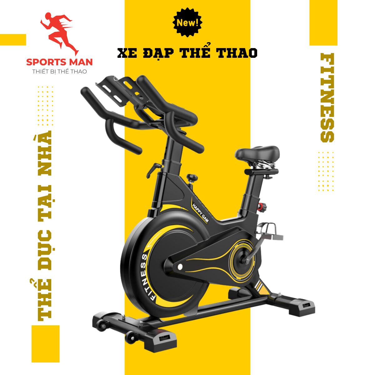 Xe đạp tập thể dục tại nhà hello gym mã vn04 - xe đạp thể thao có đồng hồ báo chỉ số nhịp tim calo bảo hành 12 tháng