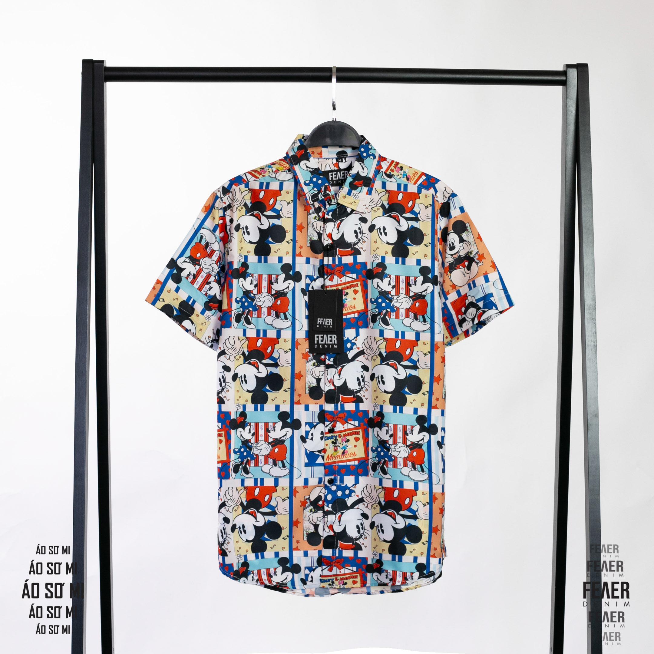 Áo Sơ Mi nam tay ngắn Chuột Mickey - Chất lụa
