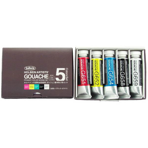 Màu Holbein Artists Gouache - Primary Mixing Set 5 màu - 15ml