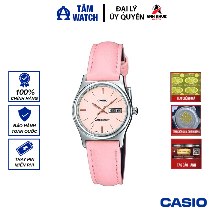 Đồng hồ nữ dây da casio standard chính hãng anh khuê ltp-v006l-4budf