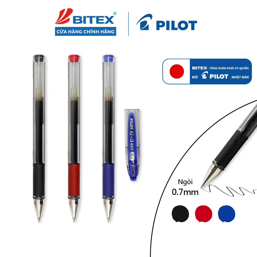 Bút Gel G3 0.25/ 0.32mm Pilot dành cho HS, SV, văn phòng Mực đều, viết êm trơn, bút gel G3 có độ bền cao trước va chạm