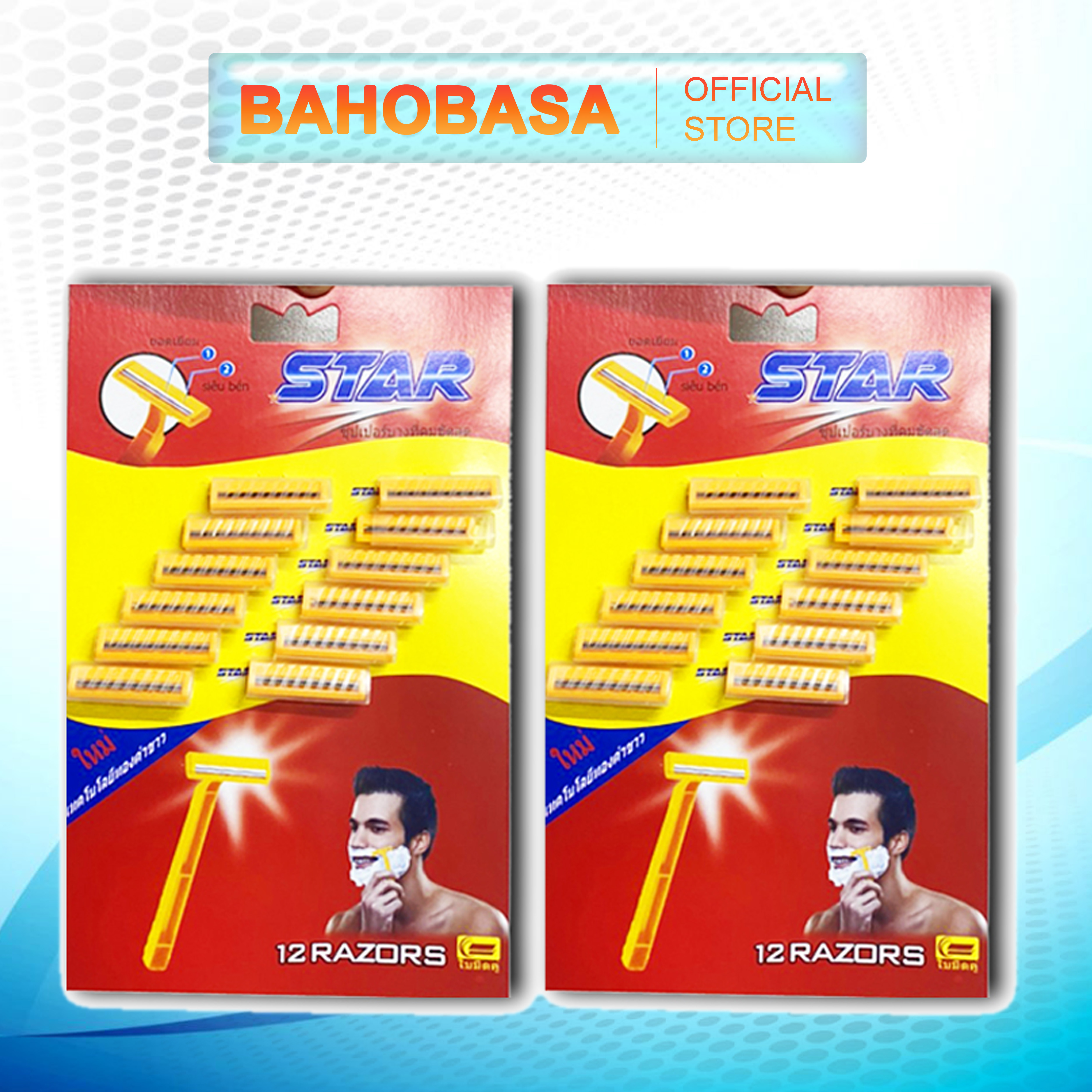 Combo 24 dao cạo râu cán vàng Thái Lan Star