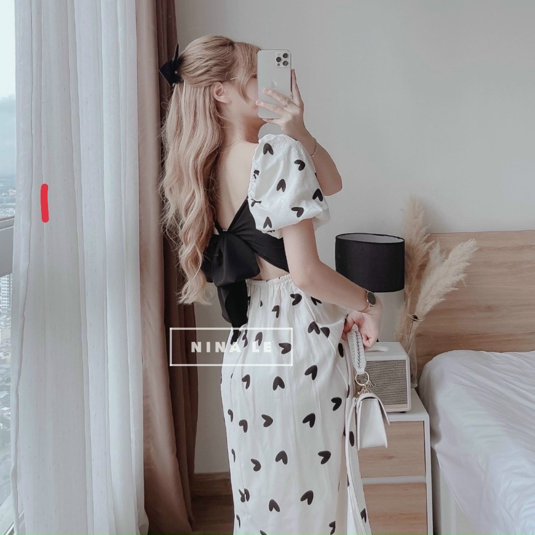 Đầm hotgirl xòe phối nơ siêu hot