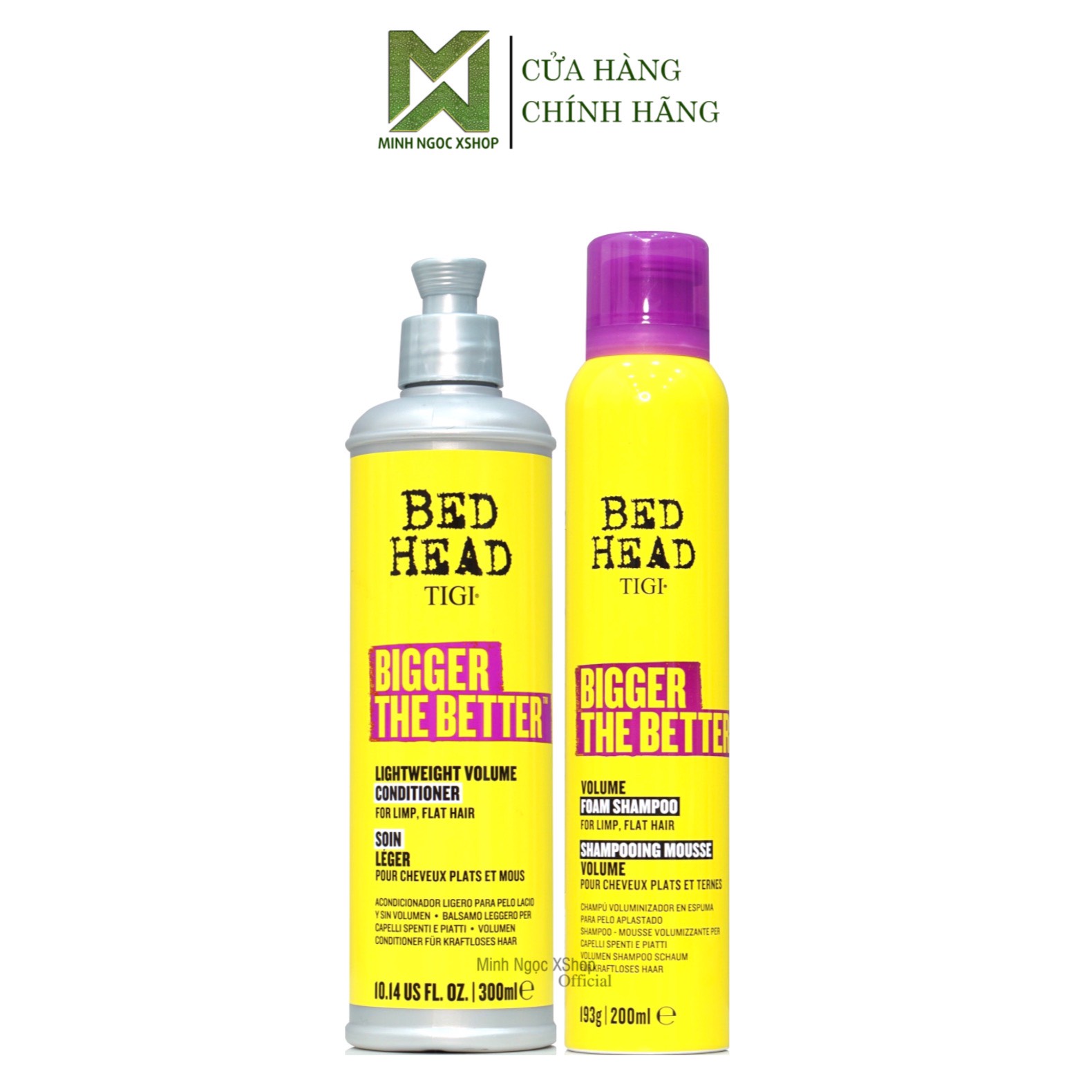 Dầu gội xả tạo phồng tigi bed head bigger the better volume 200 + 300ml chính hãng