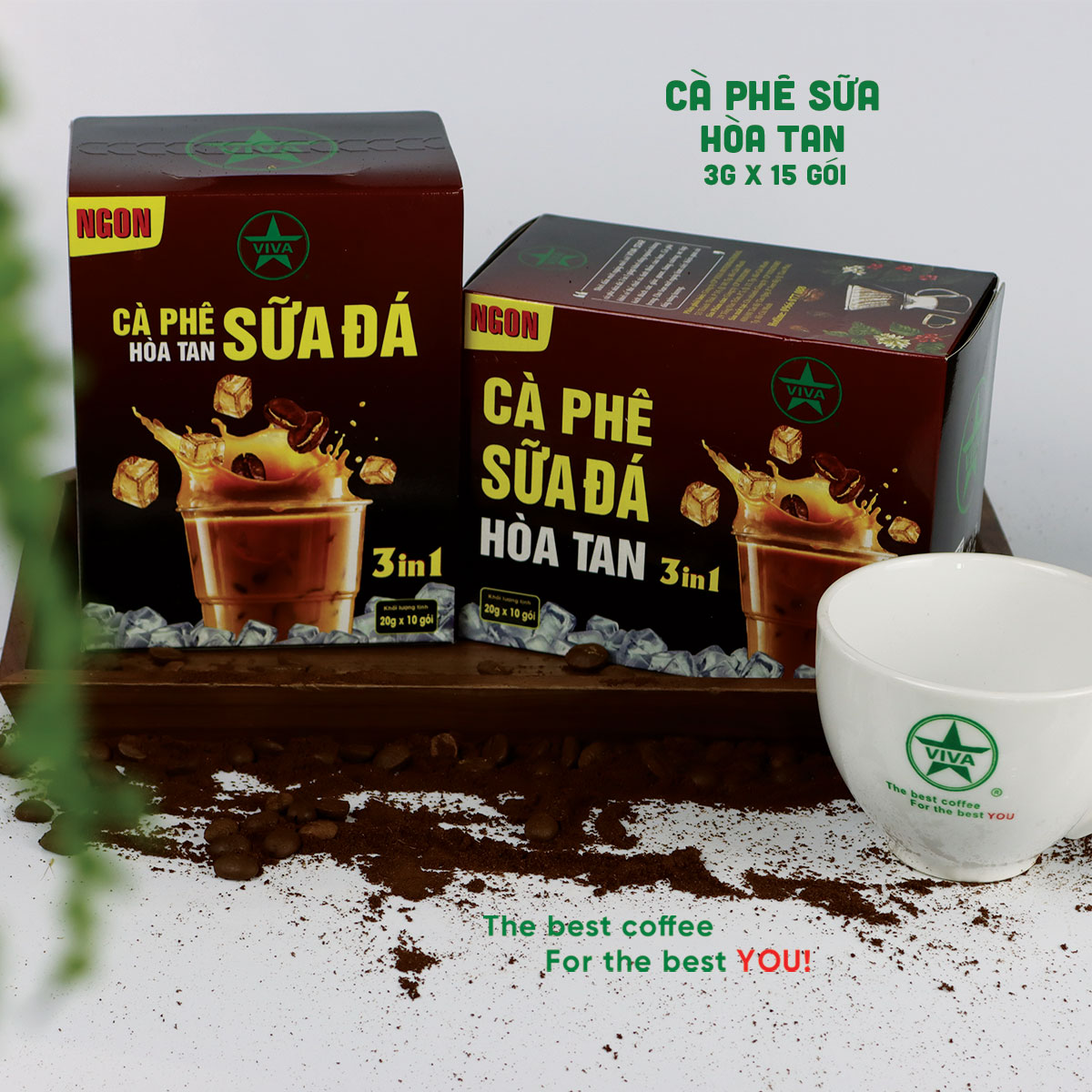 Hộp 10 gói cà phê sữa đá hoàn tan 3 trong 1 Viva - Ngon
