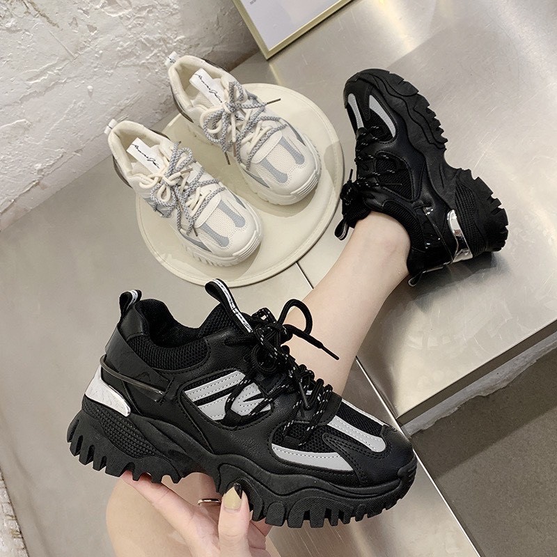 Giày nữ,giày thể thao sneaker gót bạc phản quang siêu đẹp