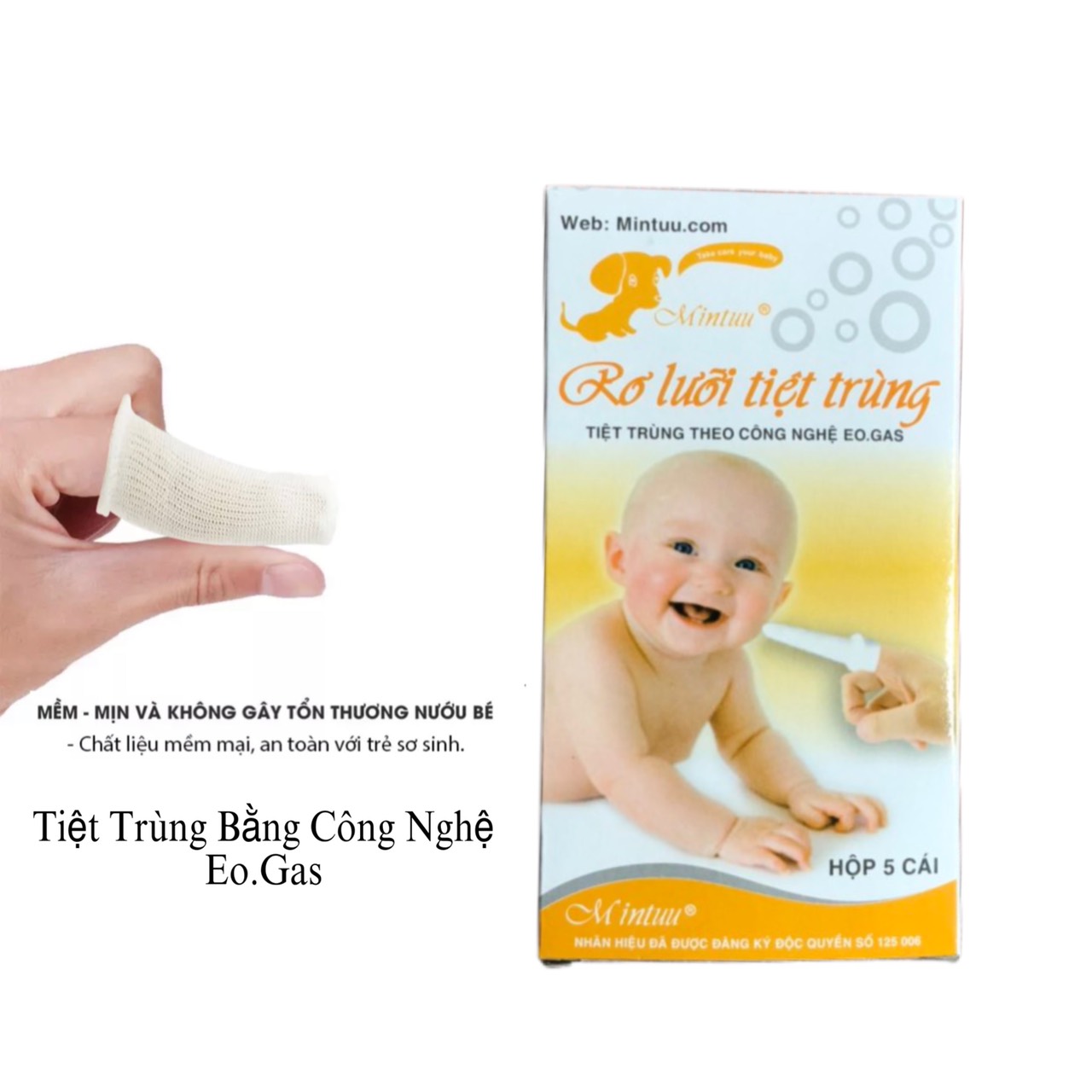 Rơ lưỡi cho bé, gạc rơ lưỡi Mintuu