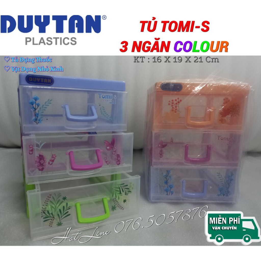 Tủ nhựa mini tomi s duy tân - 3 ngăn colourfull