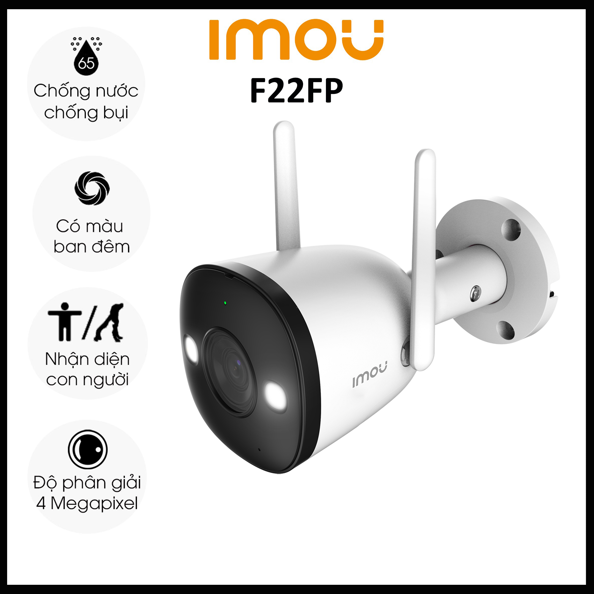 Camera IMOU F22FP 2M 1080p - Thu Âm- Ban Đêm Có Màu- Góc Nhìn Siêu Rộng - Wifi Ngoài Trời Chính Hãng BAO SỈ