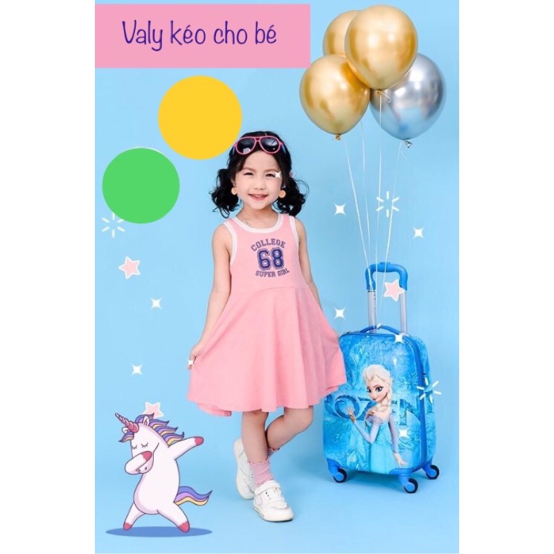 Vali elsa cho bé size 18 inch, in hình 2 mặt