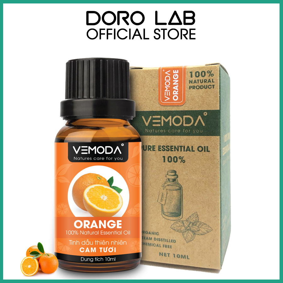 Tinh dầu Cam tươi cao cấp Vemoda. Orange Essential Oil giúp thư giãn, khử mùi, thanh lọc không khí. Tinh dầu thơm phòng cao cấp Vemoda