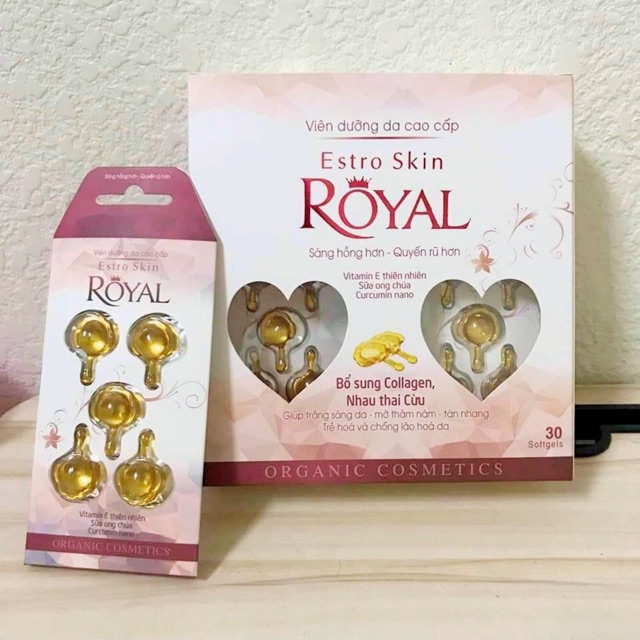 Viên Bôi Dưỡng Da Cao Cấp ESTRO SKIN ROYAL - Dưỡng da sáng hồng, dưỡng ẩm, làm mềm da, làm trắng da, mờ thâm nám, tàn nhang (hộp 30 viên)