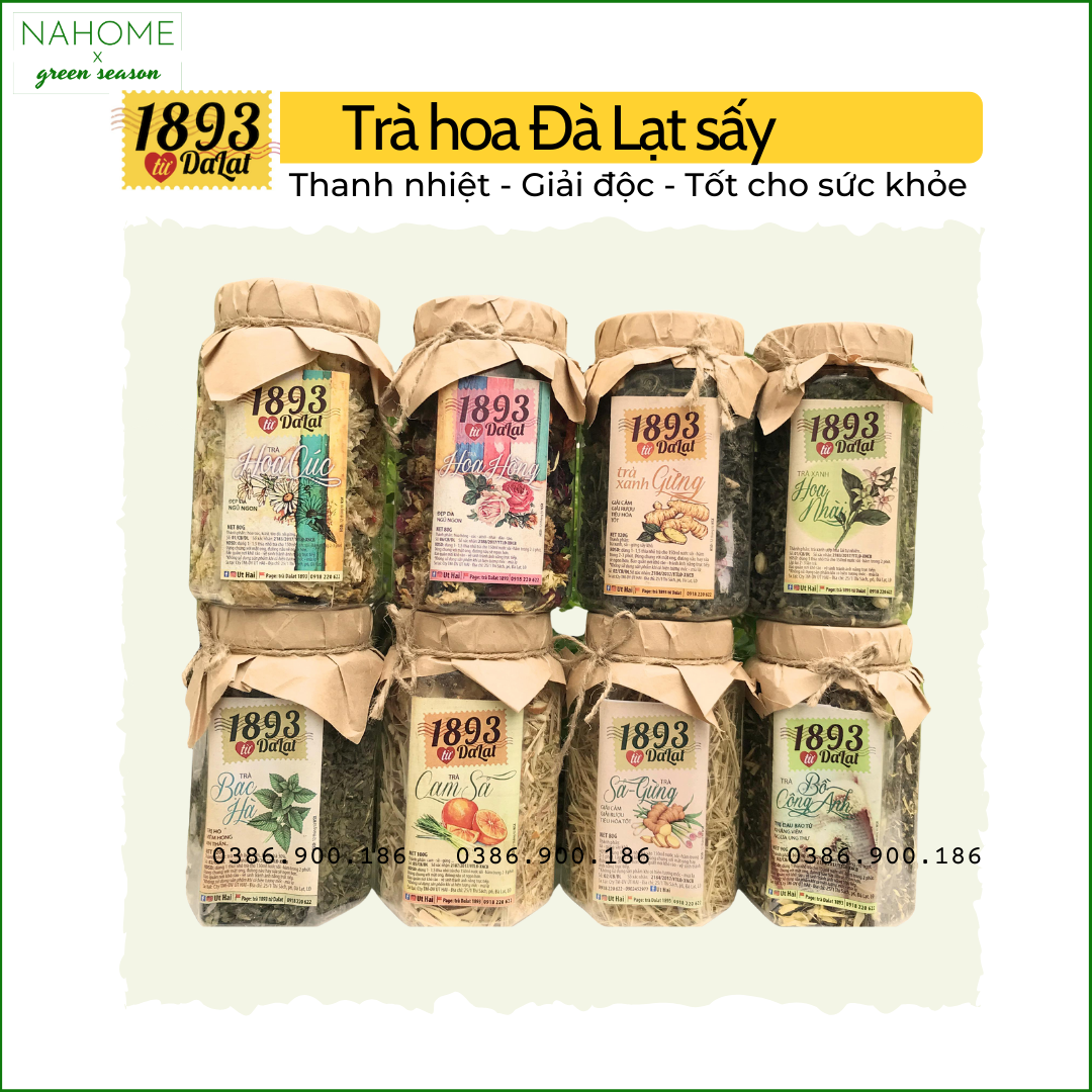 Trà hoa Đà Lạt sấy khô thanh nhiệt, giải độc, tốt cho sức khỏe, chính hãng Đà Lạt 1893, hộp trà 80gr-120gr Nahome