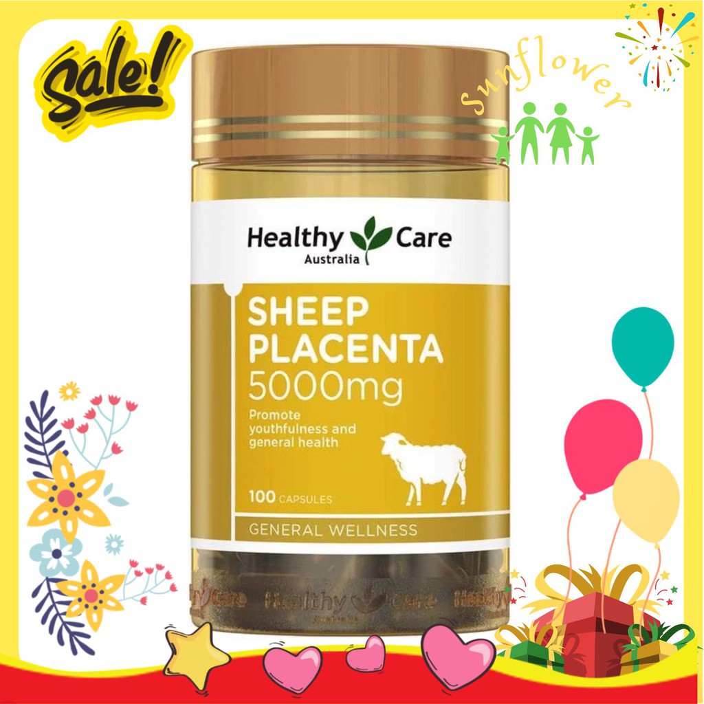 Nhau Thai Cừu Sheep Placenta Healthy Care 5000mg 100 Viên Của Úc ngăn ngừa nám tàn nhang và làm sáng da - Shop Sunflower