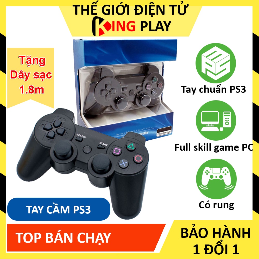 Tay cầm ps3 không dây loại tốt - tay cầm chơi game pc laptop ps3, full skill pes fo4 all game pc