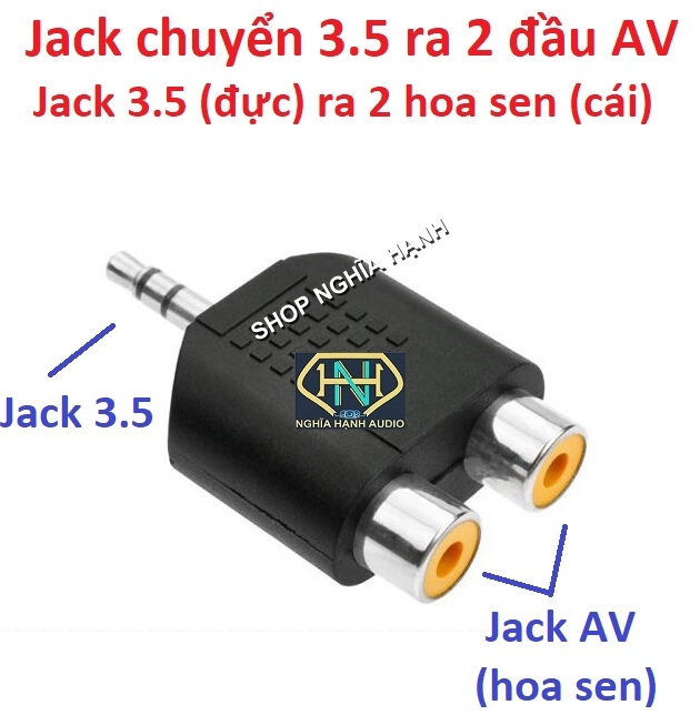 Jack chuyển 3.5 ra AV - Jack 3.5 ra 2 hoa sen - 1 CÁI