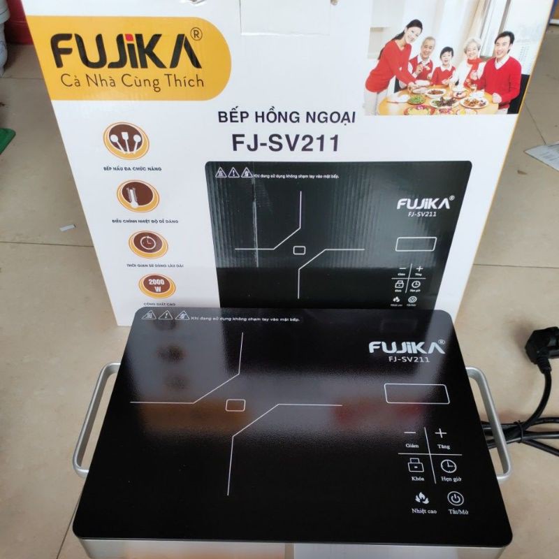 Bếp hồng ngoại fujika fj-sv211, công xuất 2000w,bếp hồng ngoại đơn không kén nồi,bếp hồng ngoại fujika fj-sv211, bếp hồng ngoại đơn fujika fj-sv211,mặt kính ceramic cao cấp siêu bền, chống trầy xước, dễ dàng vệ sinh bh 12 tháng