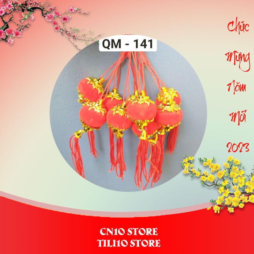 Hcm- dây treo trang trí tết 2023, liễn treo tết, dây treo cây mai, cây đào-hình lồng đèn qủa châu -công nghệ 10-10-tết 2023 -qm 141
